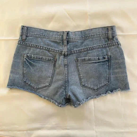 FREE PEOPLE Denim Shorts Womens Sz W 26 Blue Daisy Dukes Distressed Jean Summer - Picture 6 of 16